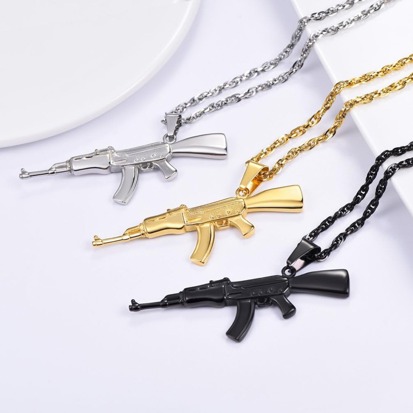 Prosteel Halsband AK47/M16A4 - Guldpläterat Rostfritt Stå