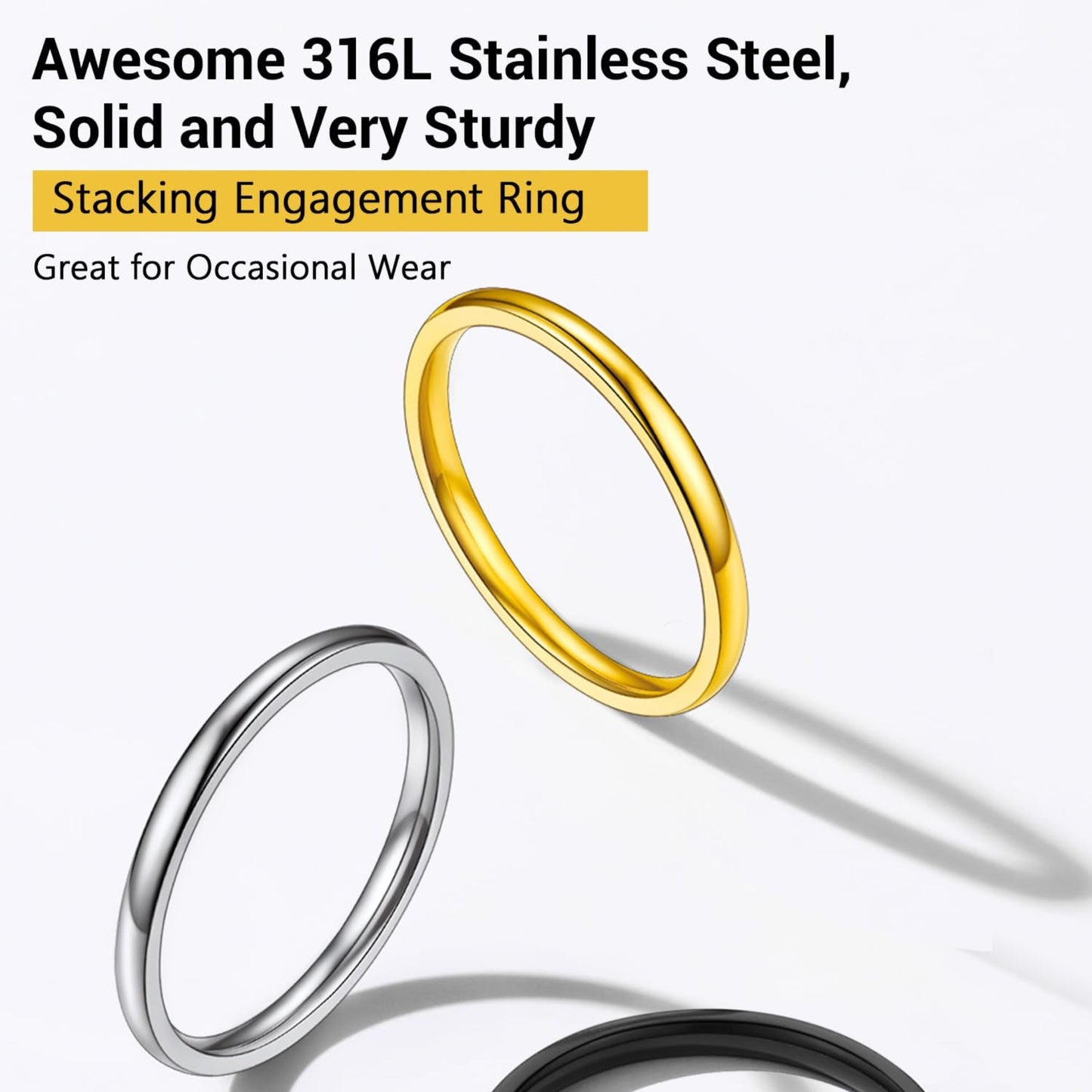 PROSTEEL Bandring – 2-8 mm, Rostfritt Stål/18K Guld, Vigselring