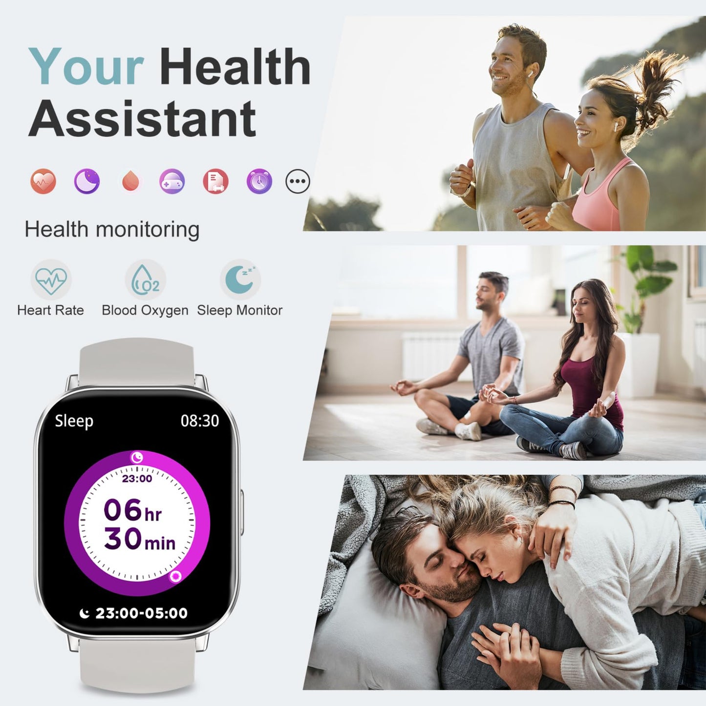 Fitoncloud Smartwatch – 2.01" HD, Samtal, SpO2, IP67, Grå