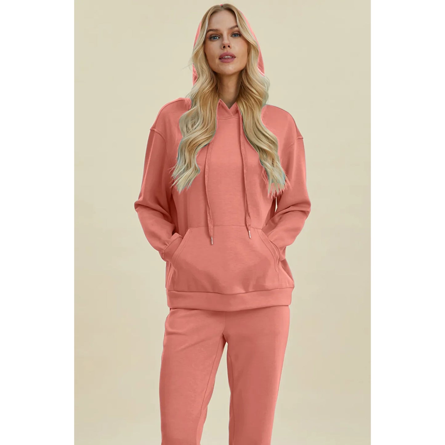 Basic Bae Långärmad Hoodie med Ficka och Snörning