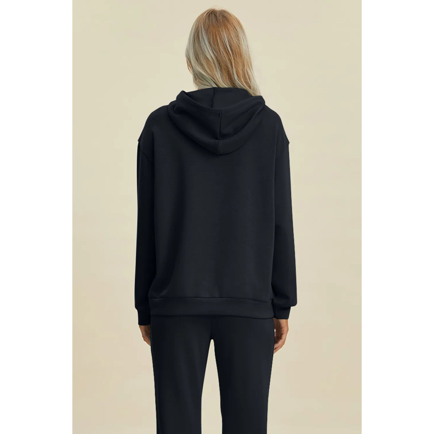 Basic Bae Långärmad Hoodie med Ficka och Snörning