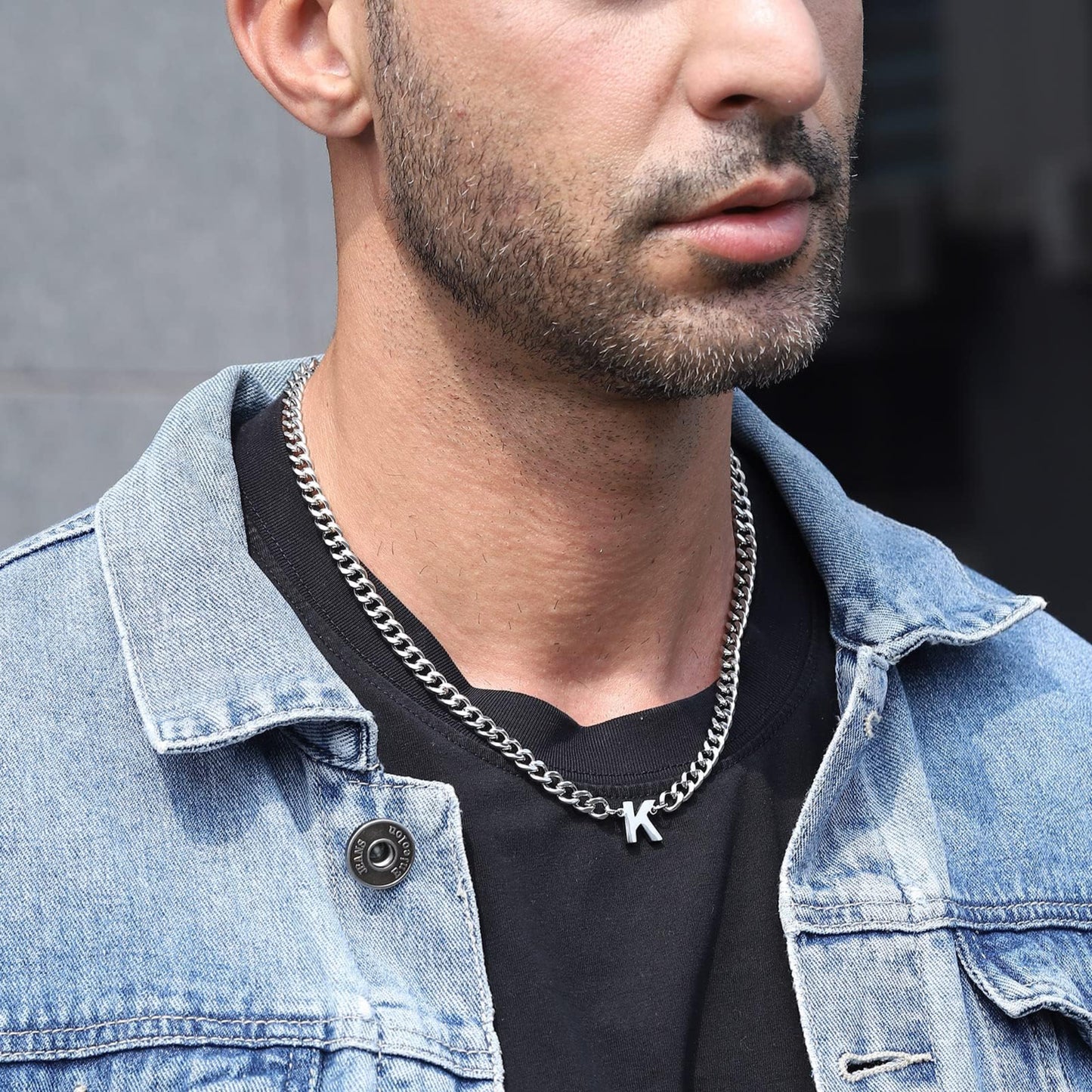 Halsband med Bokstav A-Z för Män – Silver