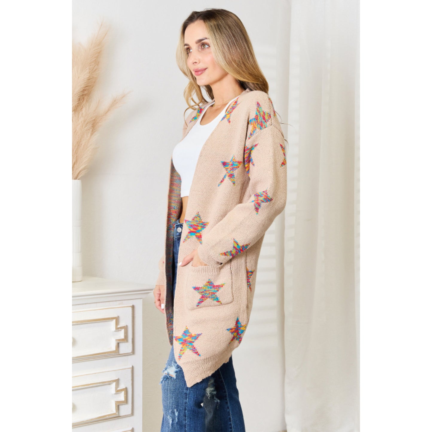 Lång cardigan med stjärnor