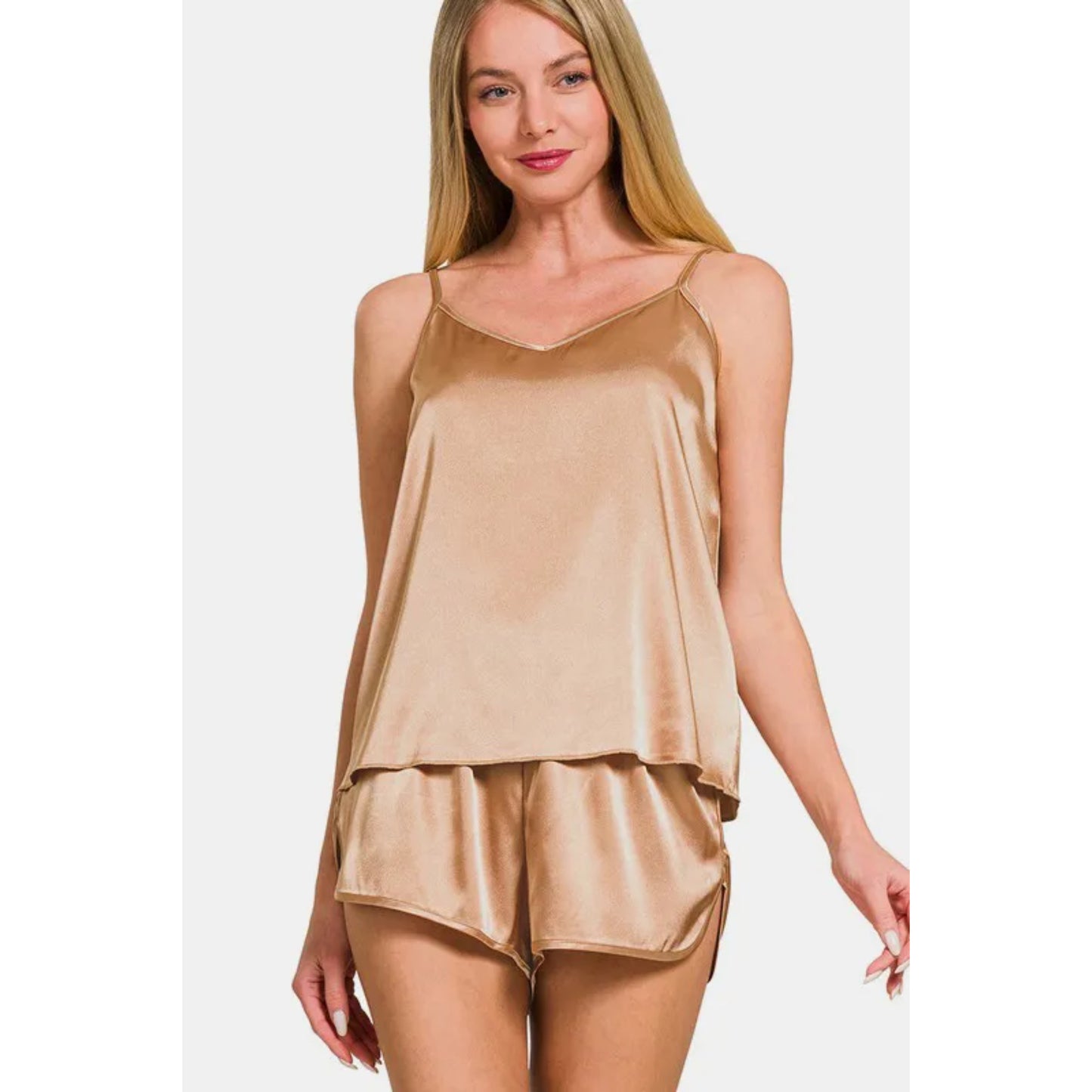 V-ringad Cami och Shorts Set