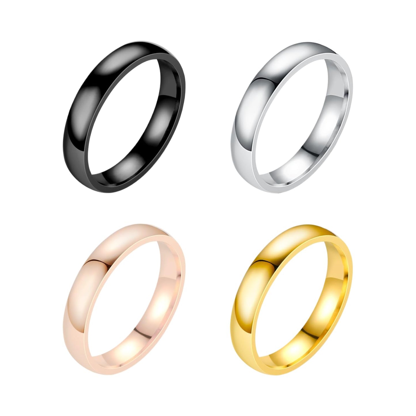 KRYMSON Ringar – 4 st Rostfritt Stål, Silver, Unisex