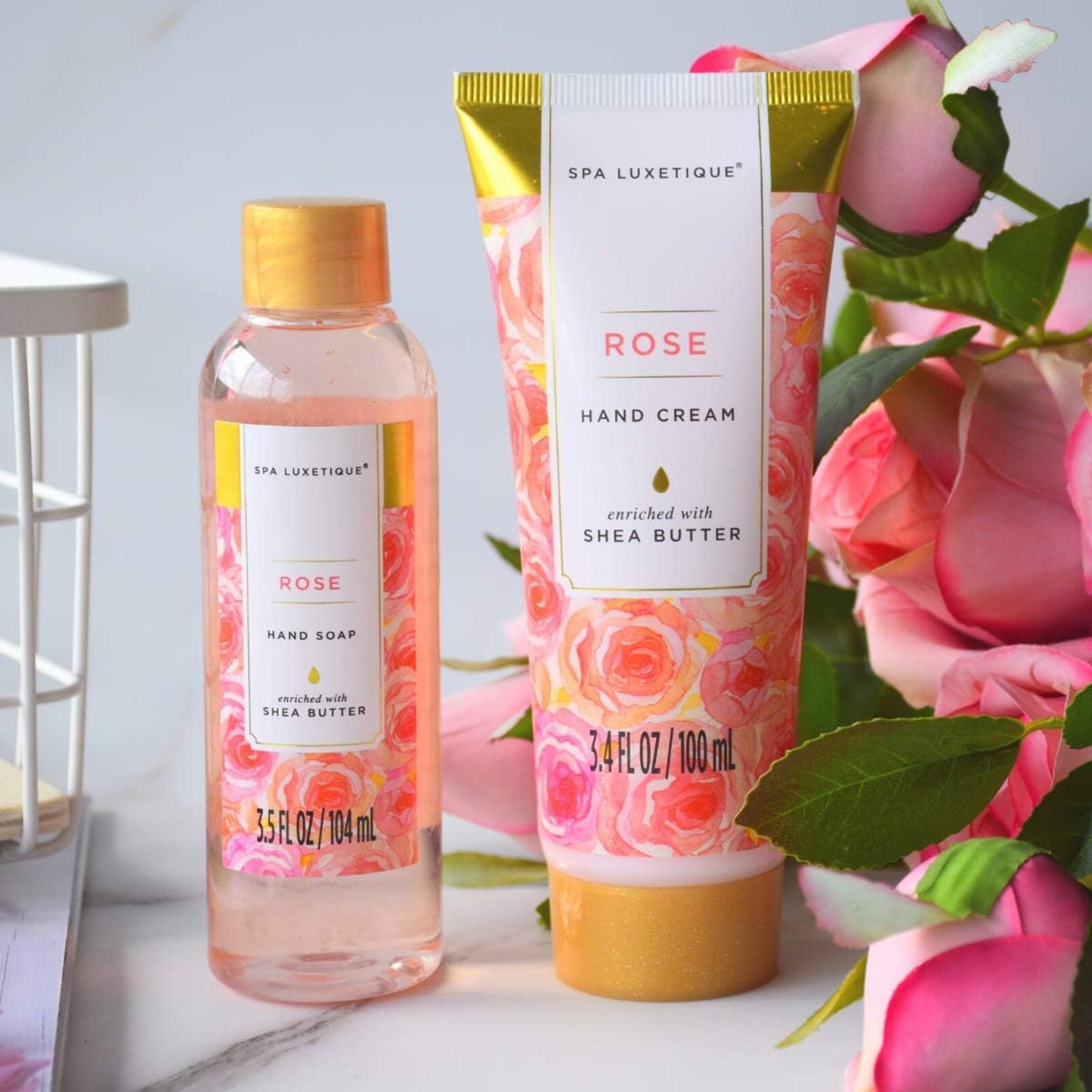 Spa Luxetique Vårdande Set för Kvinnor - 10 St Rosa Parfym, Duschgel, Skumbad