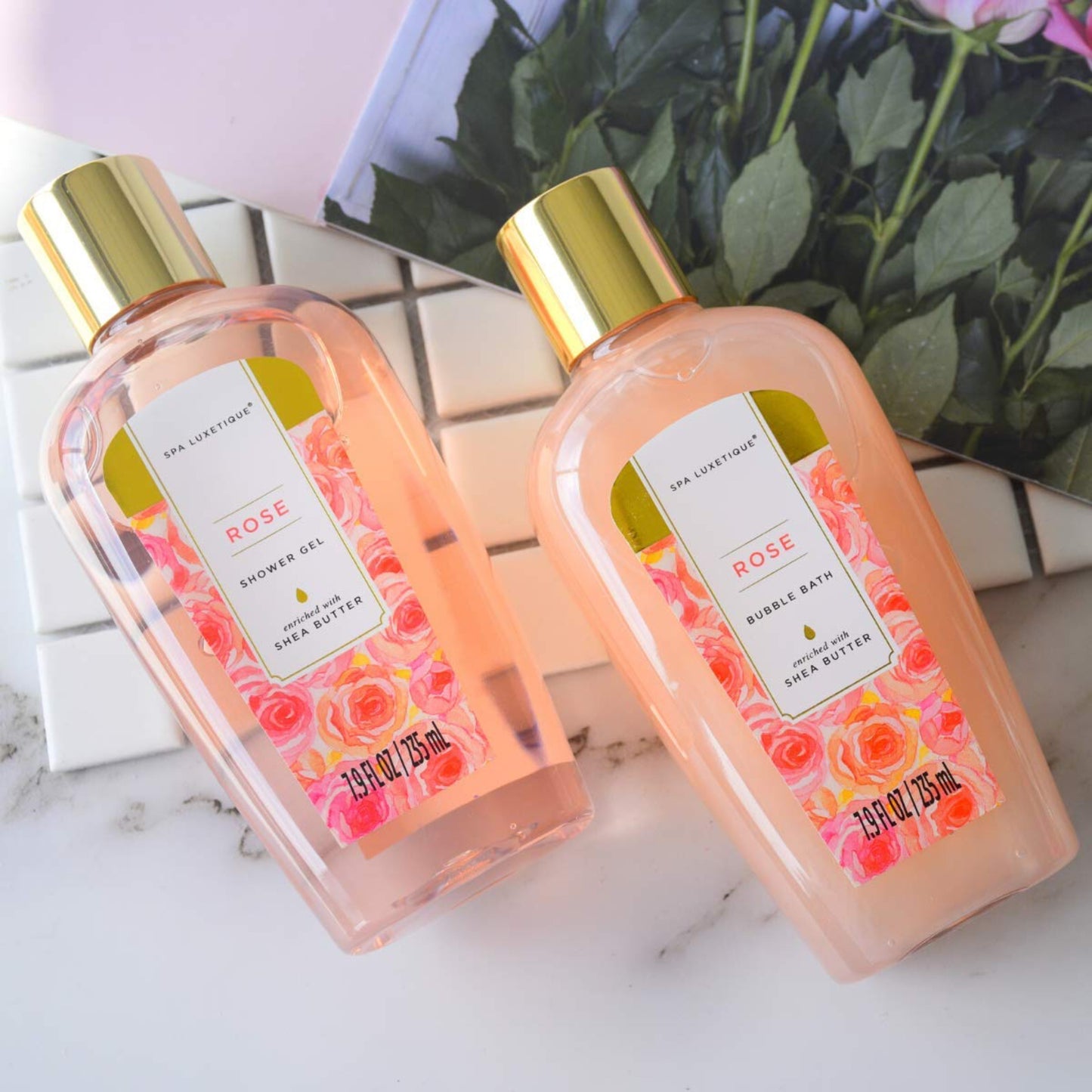 Spa Luxetique Vårdande Set för Kvinnor - 10 St Rosa Parfym, Duschgel, Skumbad