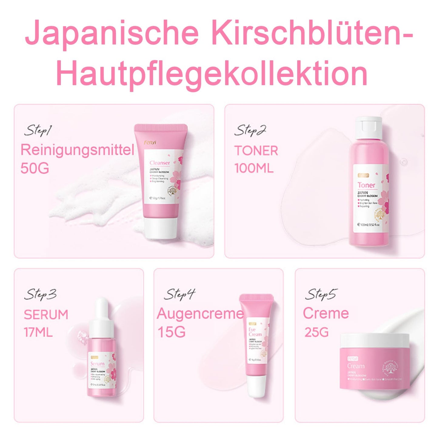 Hudvårdssats - Hög Fuktgivande Set för Kvinnor, Rengöring, Toner, Serum, Kräm