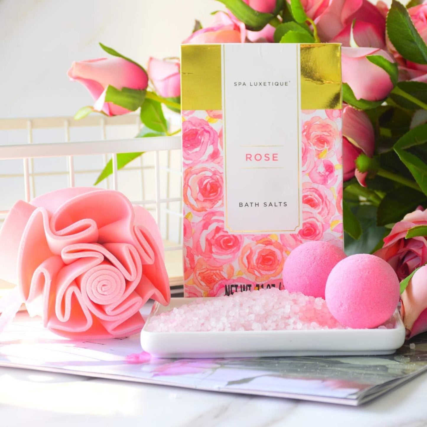 Spa Luxetique Vårdande Set för Kvinnor - 10 St Rosa Parfym, Duschgel, Skumbad