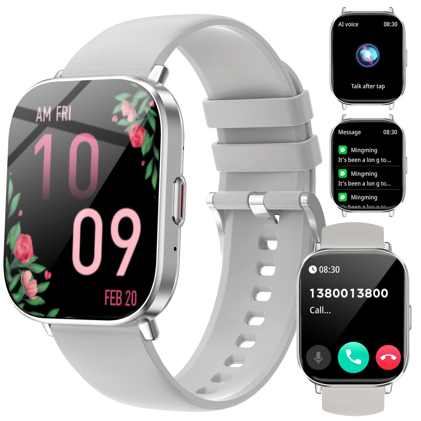 Fitoncloud Smartwatch – 2.01" HD, Samtal, SpO2, IP67, Grå