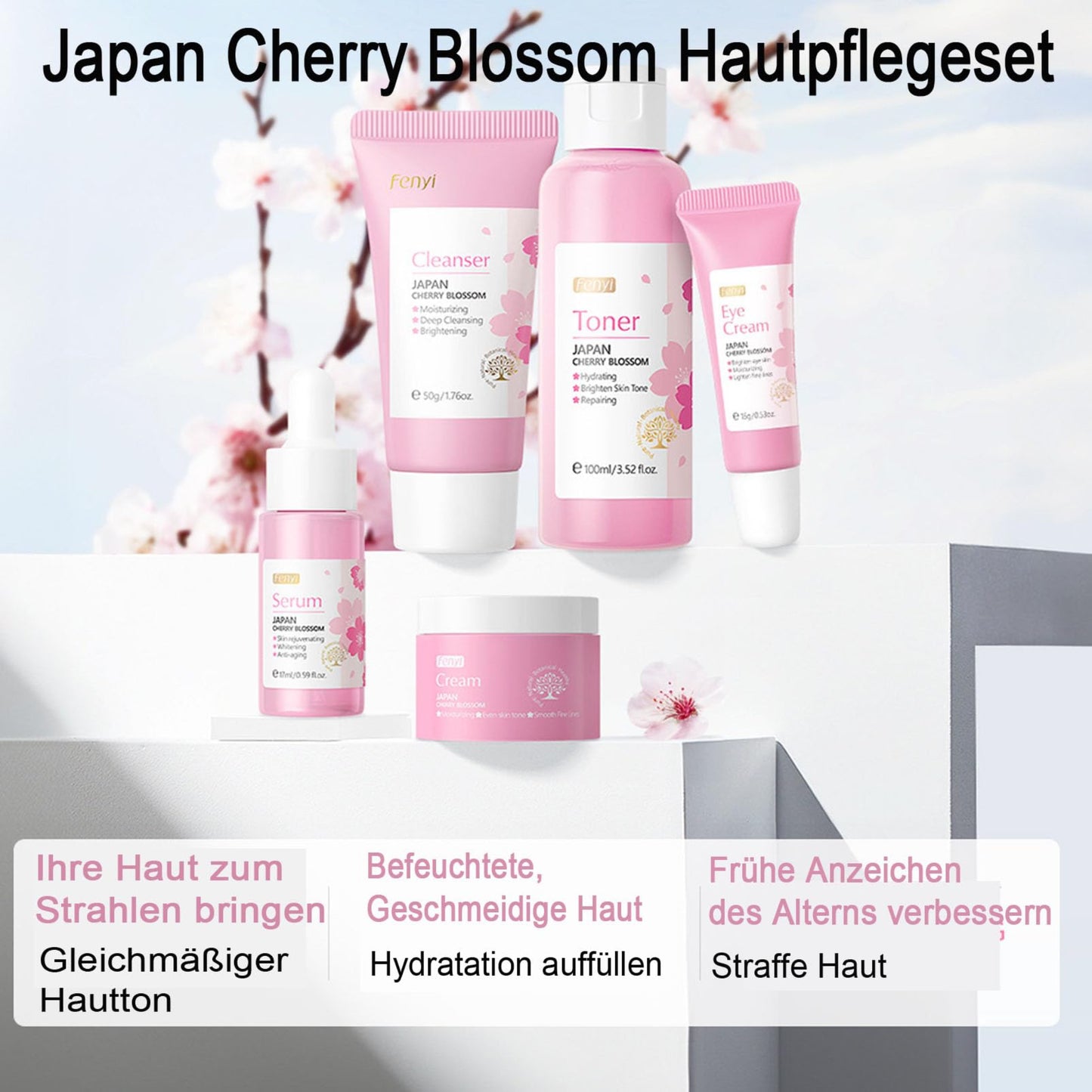 Hudvårdssats - Hög Fuktgivande Set för Kvinnor, Rengöring, Toner, Serum, Kräm
