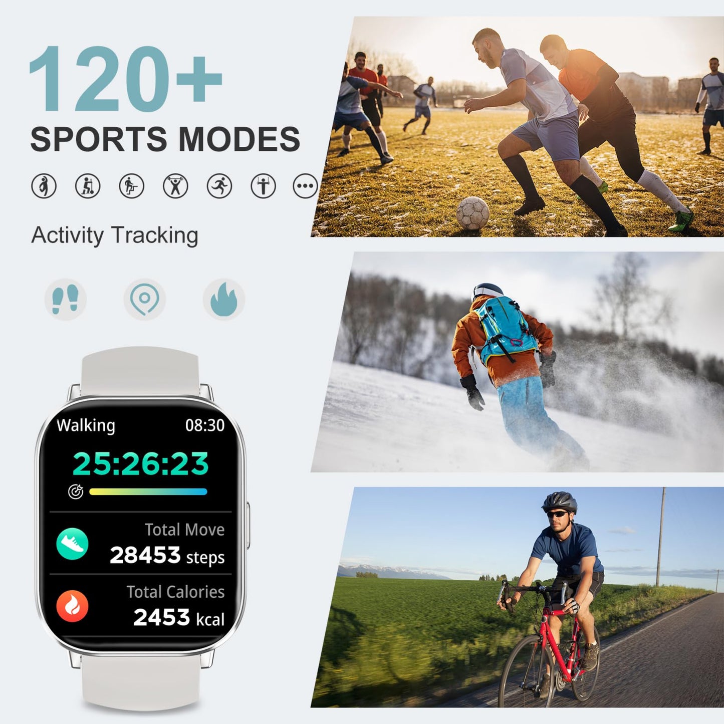 Fitoncloud Smartwatch – 2.01" HD, Samtal, SpO2, IP67, Grå
