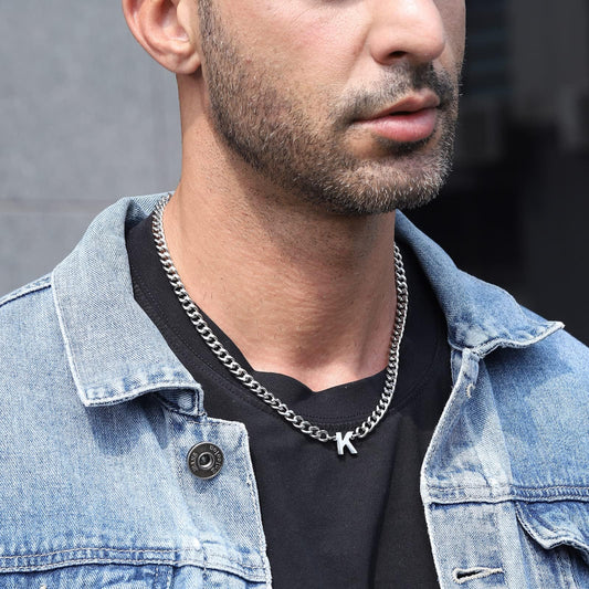 Halsband med Bokstav A-Z för Män – Silver